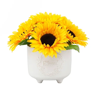 Flora Bunda® Sunflowers in Blessed Ceramic Planter