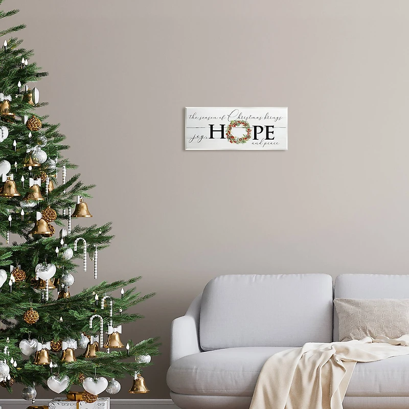 Stupell Industries Joy, Hope & Peace Christmas Wreath Wall Art