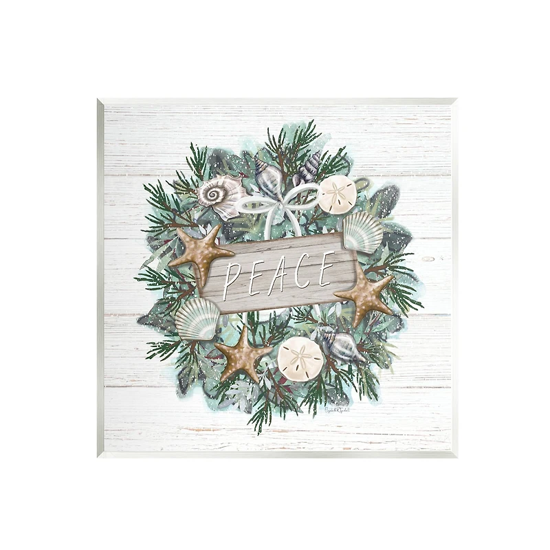 Stupell Industries Sea Life Holiday Peace Wreath Wall Plaque Art