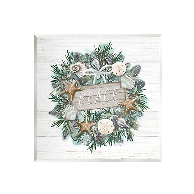 Stupell Industries Sea Life Holiday Peace Wreath Wall Plaque Art