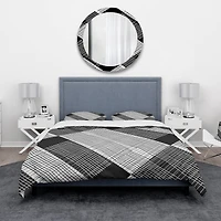 Designart 'Black and White Check Stipes Pattern' Modern & Contemporary Bedding Set