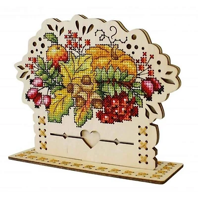 MP Studia Autumn Bouquet Cross Stitch On Wood Kit