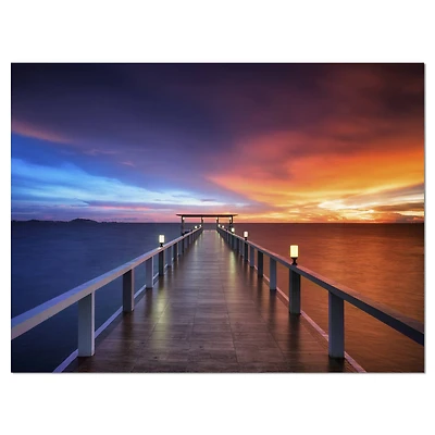 Designart - Picturesque Seashore with Long Pier