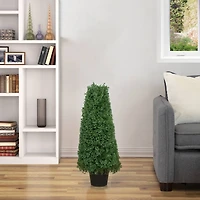 30" Unlit Artificial Boxwood Cone Topiary Tree with Round Pot