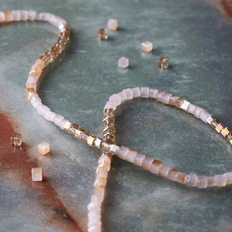 Pink Ombre Glass Cube Beads, 2mm by Bead Landing™