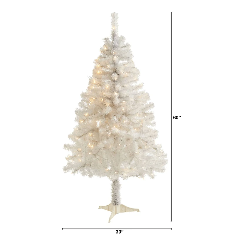 5ft. Pre-Lit White Artificial Christmas Tree, Clear LED Lights