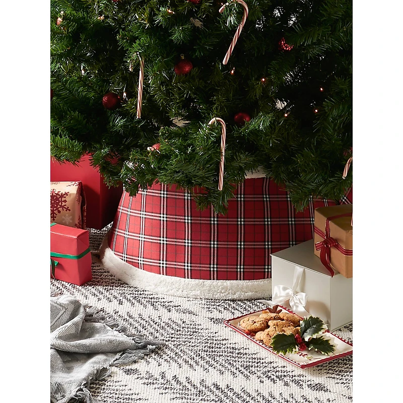 DII® Red Plaid Holiday Tree Collar