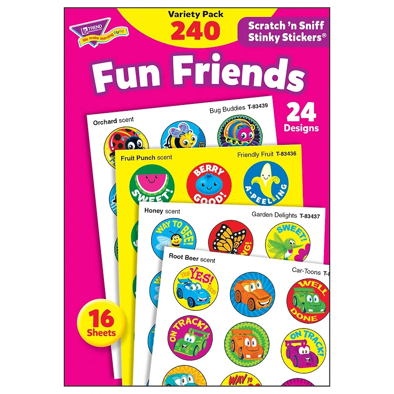 Trend Enterprises® Fun Friends Stinky Stickers® Variety Pack, 240 Per Pack, 3 Packs
