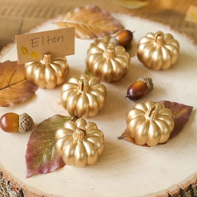 Kate Aspen® Mini Gold Pumpkin Place Card Holder Set