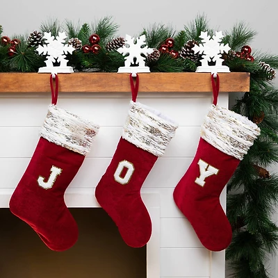 Velvet JOY Christmas Stockings - 20"- Red - Set of 3