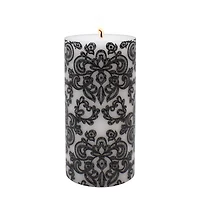 3" x 6" Black & White Lace Pillar Candle by Ashland®