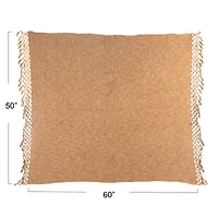 Hello Honey® 60" Bohemian Cotton Slub Throw with Crochet & Fringe