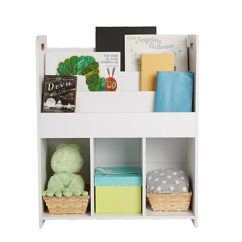 Mind Reader 2-Tier Kid's White Storage Shelf Unit