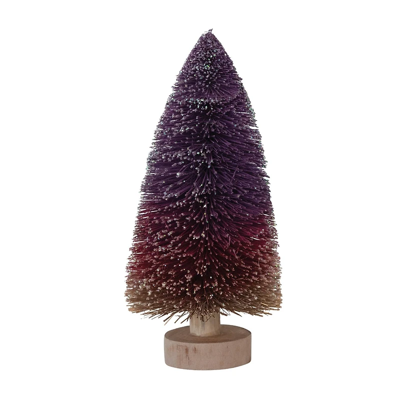 Hello Honey® 9" Purple Ombre Bottle Brush Tree with Wood Base and Glitter