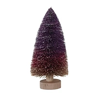 Hello Honey® 9" Purple Ombre Bottle Brush Tree with Wood Base and Glitter