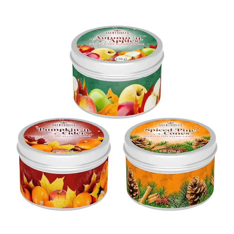 Scentsicles Candles Autumn 'n Apples, Pumpkin 'n Cider, Spiced Pine Cones, 3 pack