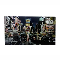LED & Fiber Optic Times Square & Classic Cars Canvas Wall Art