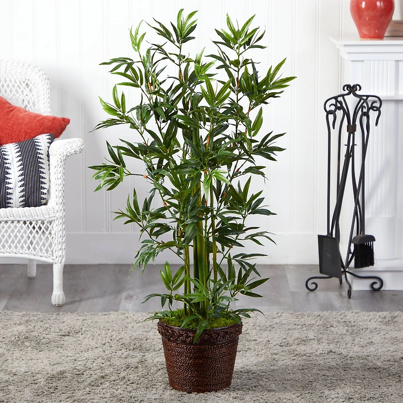 4ft. Bamboo Tree In Coiled Rope Planter