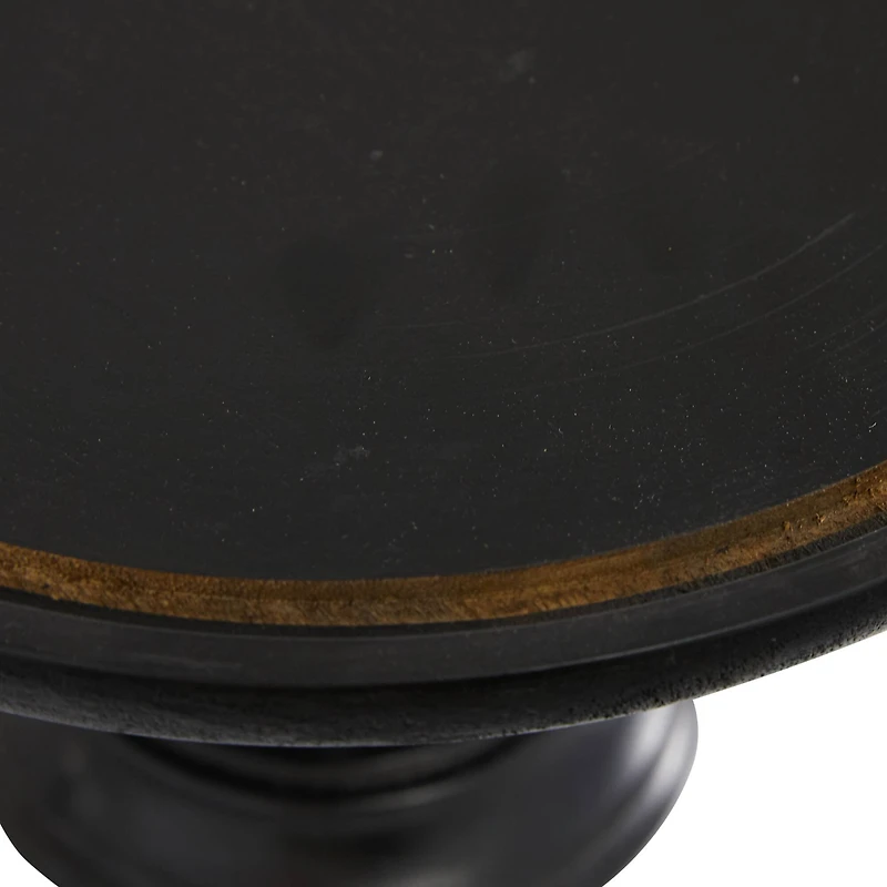 Black Wood and Glass Farmhouse Cake Stand with Cloche, 14" x 12" x 12"