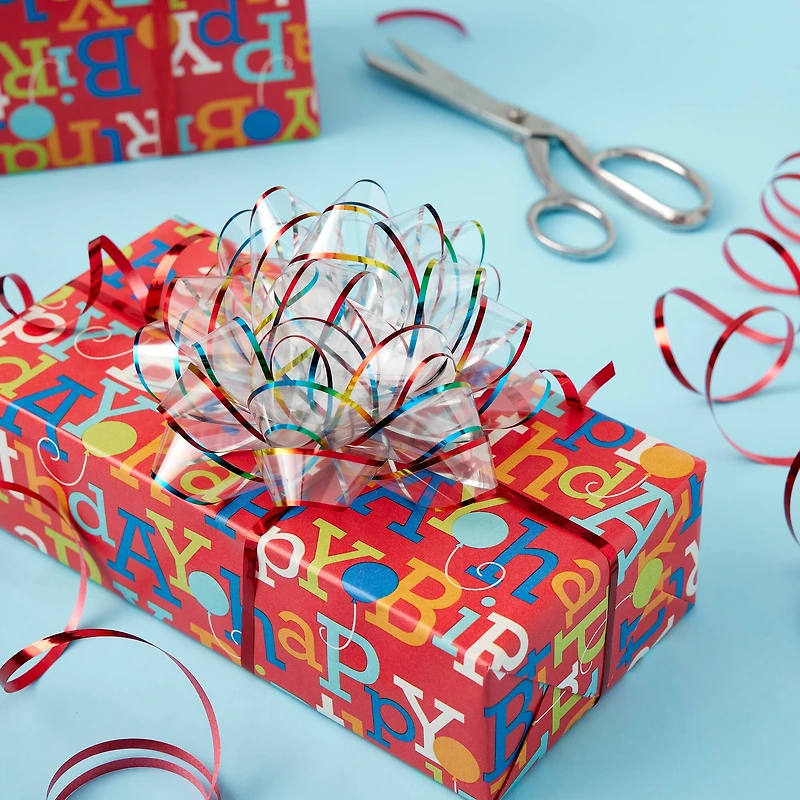 Clear & Rainbow Jumbo Bow by Celebrate It™