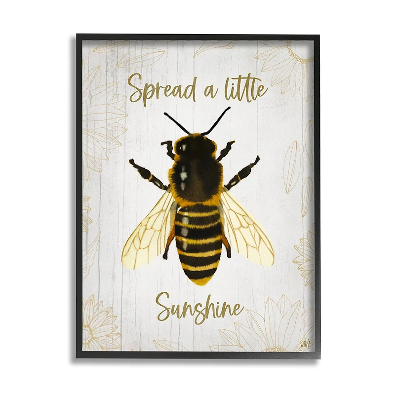 Stupell Industries Spread a Little Sunshine Phrase Country Bumble Bee Framed Wall Art