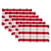 DII® Red Tinsel Plaid Fringed Placemats, 6ct.