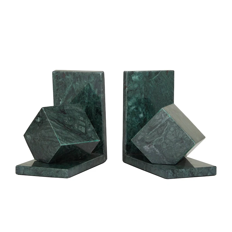 CosmoLiving by Cosmopolitan 6" Green Marble Orb Bookends Set