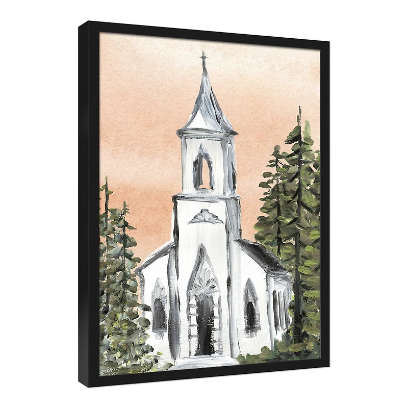 Painterly Church I Black Framed Canvas