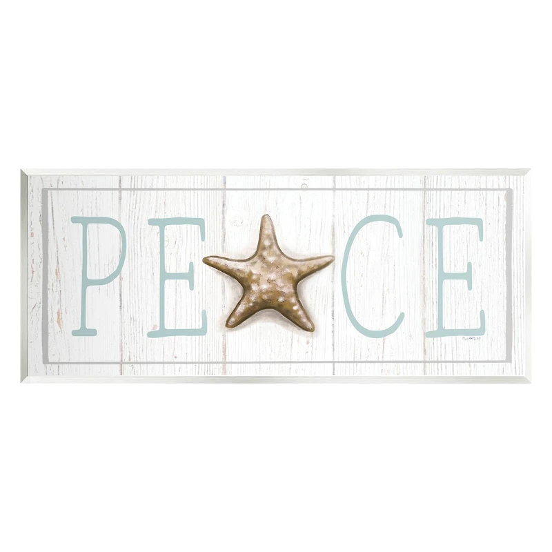 Stupell Industries Peace Seasonal Starfish Sign Wall Plaque Art