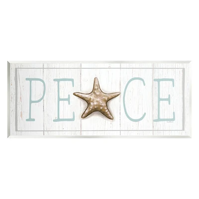 Stupell Industries Peace Seasonal Starfish Sign Wall Plaque Art