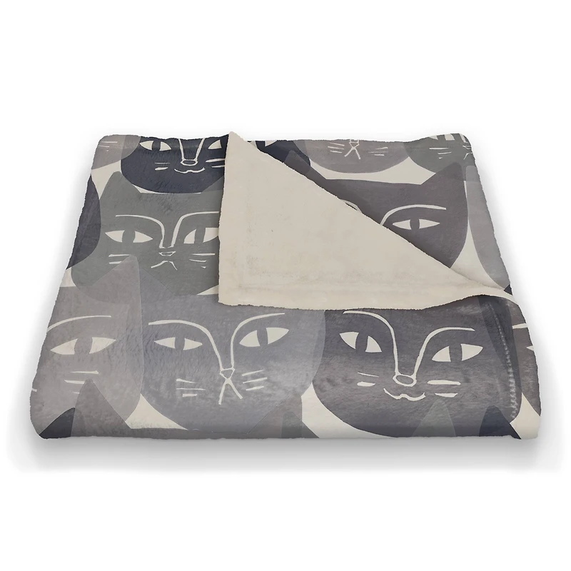 Cat Face Pattern 50" x 60" Coral Fleece Blanket