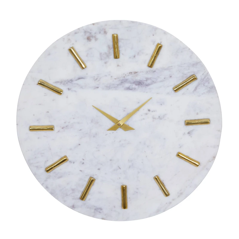 CosmoLiving by Cosmopolitan White Marble Contemporary Wall Clock, 15" x 15" x 1"