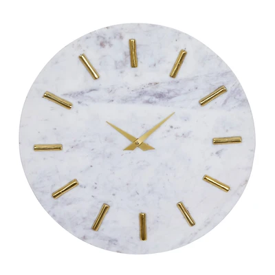 CosmoLiving by Cosmopolitan White Marble Contemporary Wall Clock, 15" x 15" x 1"