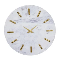 CosmoLiving by Cosmopolitan White Marble Contemporary Wall Clock, 15" x 15" x 1"