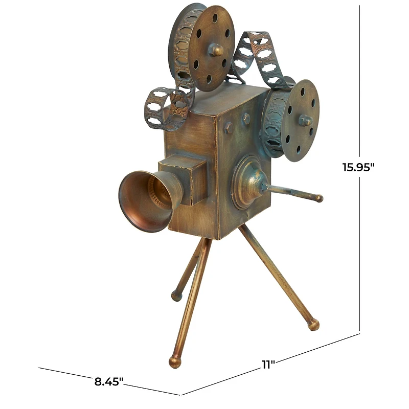 The Novogratz 16" Brown Metal Decorative Camera Film Sculpture