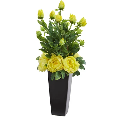 Peony Artificial Arrangement in Black Vase