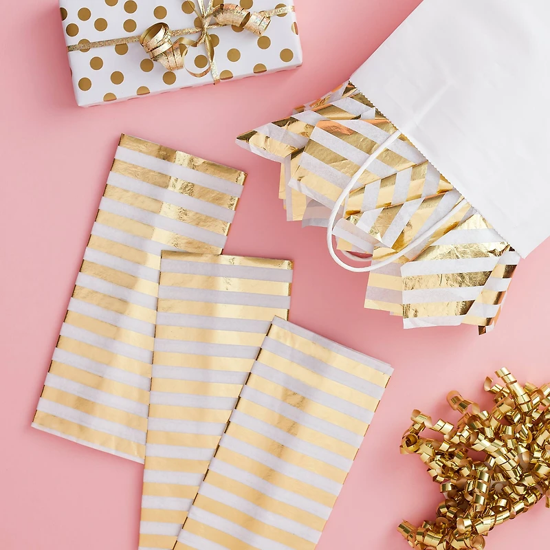 12 Packs: 5 ct. (60 total) White & Gold Striped Tissue Paper by Celebrate It™