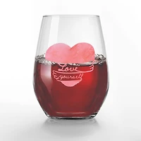 15oz. Love Yourself Heart Hug Printed Stemless Wine Glass