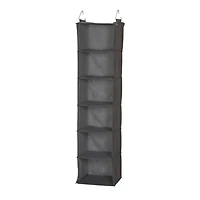 Household Essentials Gray Linen 6-Shelf Hanging Closet Organizer