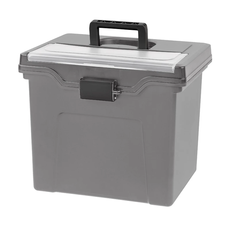 Iris® Gray, Portable File Box Letter Size, 4 Ct