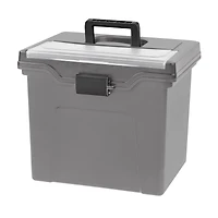 Iris® Gray, Portable File Box Letter Size, 4 Ct