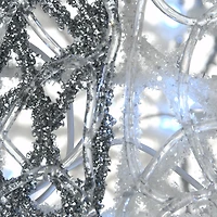 Glittered Silver & White Gift Box Set with White Twinkle LED Lights