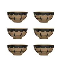 Hello Honey® Black & Tan Geometric Hand Painted Stoneware Bowl Set
