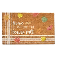 Yellow, Red & Green Leaf Home Is Where The Leaves Fall Doormat