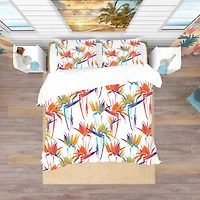 Designart 'Imprints Strelitzia Flowers Mix Repeat Pattern' Tropical Bedding Set