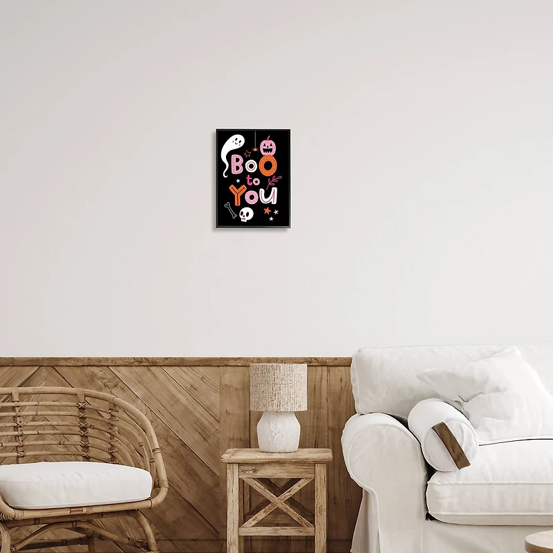 Stupell Industries Boo To You Smiling Halloween Elements Framed Giclee Art