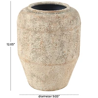 12" Beige Metal Handmade Antique Style Distressed Vase