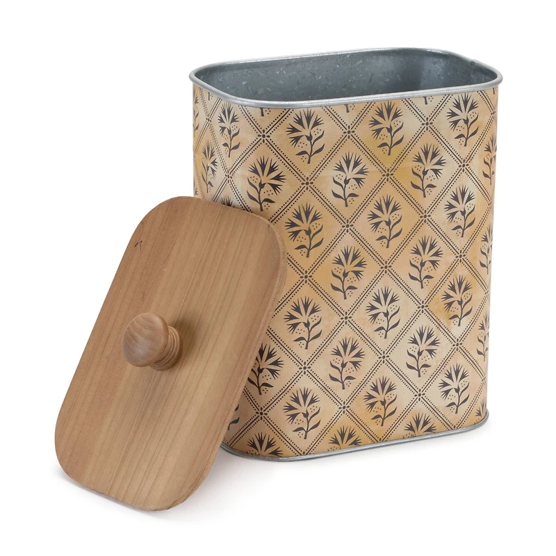 Geometric Canister with Natural Wood Lid Set