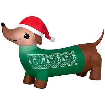 4ft. Airblown® Inflatable Christmas Dachshund with Green Sweater