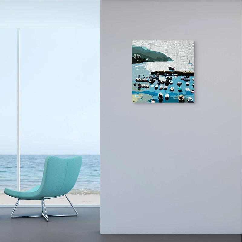 Stupell Industries Boating Docks at Lake Soft Edge Nautical Landscape Canvas Wall Art